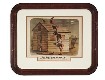 (RACISM.) Group of stereotypical Currier and Ives prints of African-Americans.